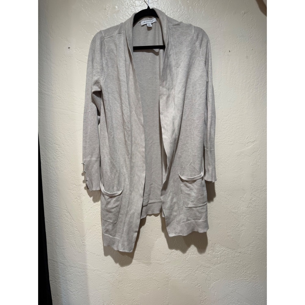 99‎ Jane Street Womens Open Front Cardigan Gray Silver Button Cuff Pockets Small